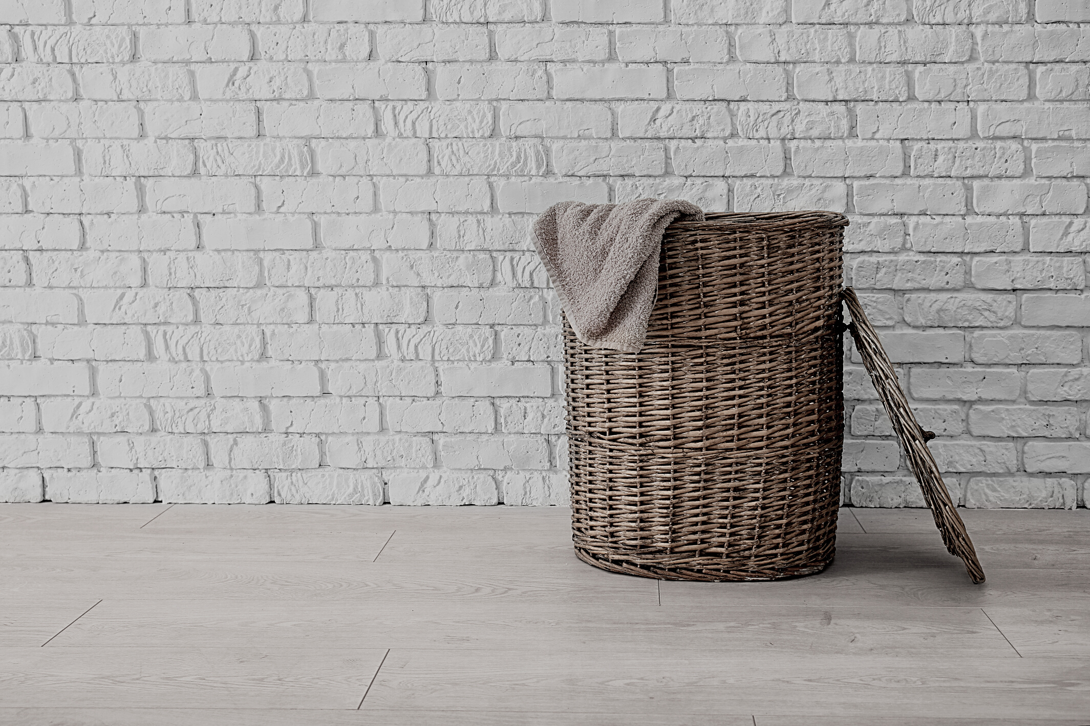 Wicker Basket with Laundry